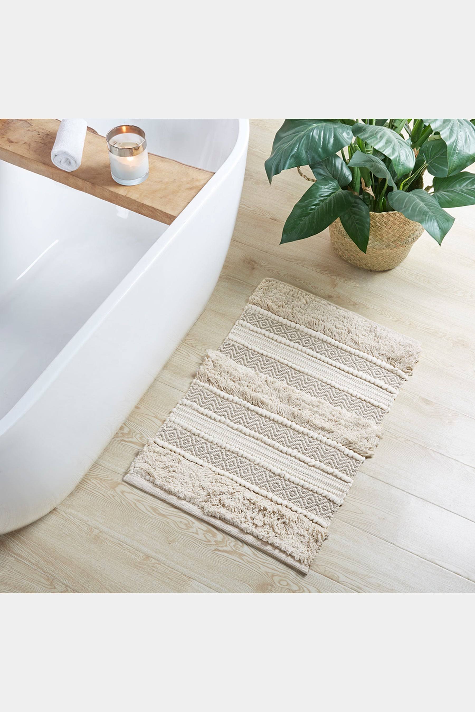 INK+IVY Asher Woven Texture Stripe Bath Rug - Natural